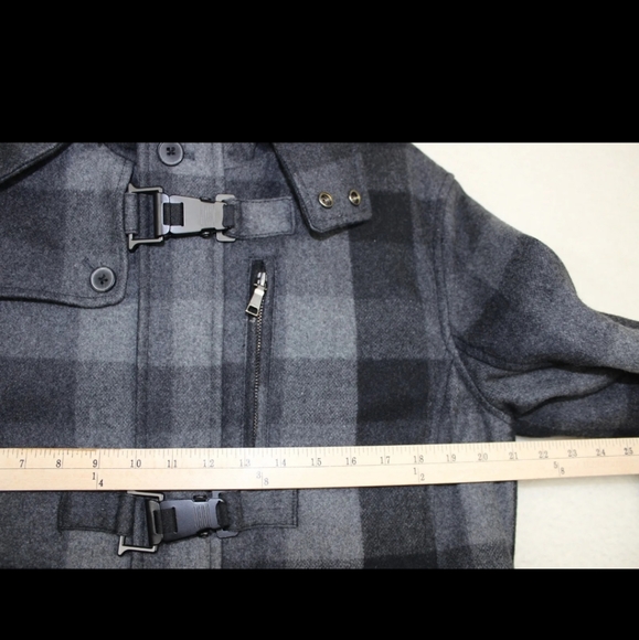 INC International Concepts Black Gray Plaid Duffle Coat Large - Picture 8 of 8